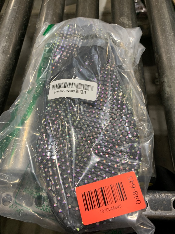 Photo 1 of Yoeuxet Ultra Comfortable Mesh Flats for Women Fishnet Sandals Low Heel Slip on Rhinestone Shoes (12, Black)