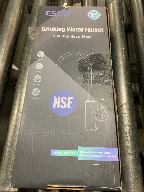 Photo 1 of ESOW Kitchen Water Filter Faucet, 100% Lead-Free Drinking Water Faucet Fits Most Reverse Osmosis Units or Water Filtration System in Non-Air Gap, Stainless Steel 304 Body Brushed Nickel Finish