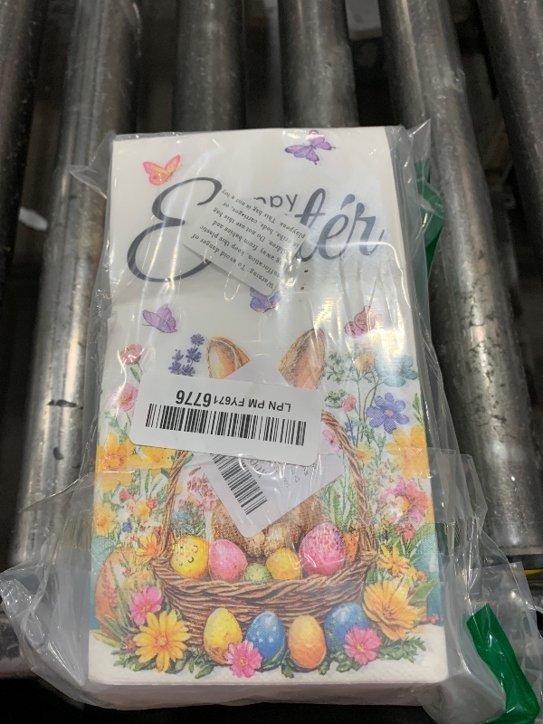 Photo 1 of 100 PCS Happy Easter Guest Napkins Easter Bunny Floral Paper Napkin 3 Ply Disposable Rabbit Egg Flower Decorative Hand Towels for Bathroom Spring Party Dinner Table Decor Home Kitchen Supplies