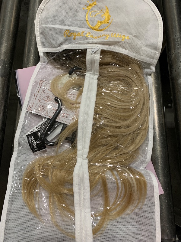 Photo 1 of Nuxovin Long Straight Human Hair Wig, Blonde Dark Roots - Lightweight Layered Style, Breathable Glue-free Cap, for Women (Tangle-free)