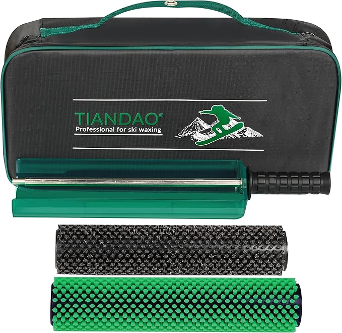 Photo 1 of Ski Snowboard Roto Brush Kit with Quick-Change Axle 2 Professional Brushes: Horsehair, Nylon for Waxing (290mm Length)
