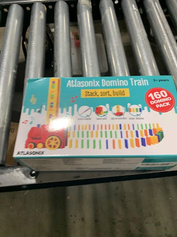 Photo 1 of Atlasonix Domino Train | Domino Train for Kids | Dominos for Kids - Automatic Domino Laying Toy Set (300, 220,160 Blocks) with Colorful Dominos - Montessori STEM Toy