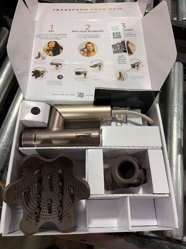 Photo 1 of ITEM IS MISSING PARTS. UNSURE WHAT PARTS ARE MISSING.-----------------------Shark SpeedStyle Pro Flex Professional Performance High-Velocity Hair Dryer System with Scalp Shield & IQ Speed Styling and Drying Suite, Lightweight, Ionic, No Heat Damage, Mocha