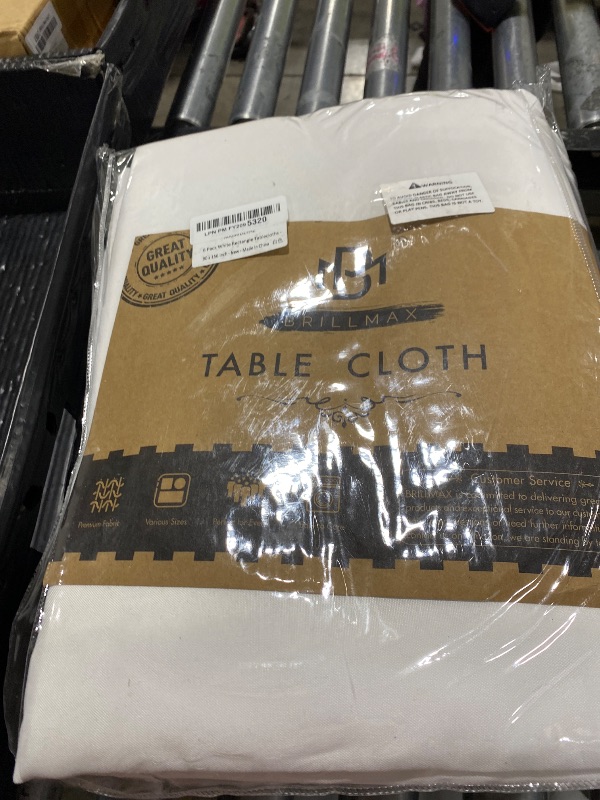 Photo 1 of BRILLMAX 6 Pack White Tablecloths 90 x 156 Inch for 8ft Rectangle Tables - 150 GSM Polyester Fabric, Floor Length Drop, Water, Stain & Wrinkle Resistant Cloth Cover for Wedding Reception Banquet