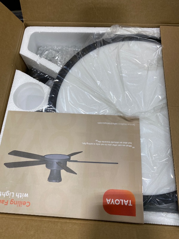 Photo 1 of TALOYA Ceiling Fans with Lights and Remote, 52 inch Low Profile Ceiling Fan with Nightlight, Flush Mount, Reversible, 3CCT, Dimmable Black Modern Ceiling Fan for Bedroom, Living Room, Outdoor Patio