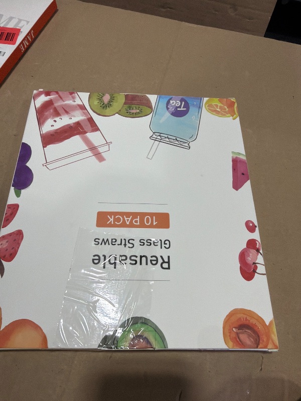 Photo 1 of 10 Pcs Reusable Bent Glass Drinking Straws,9''x10 mm Colorful Glass Straws for Beverages, Shakes, Milk Tea, Juices,Set of 10 Bent with 2 Cleaning Brushes -Shatter Resistant