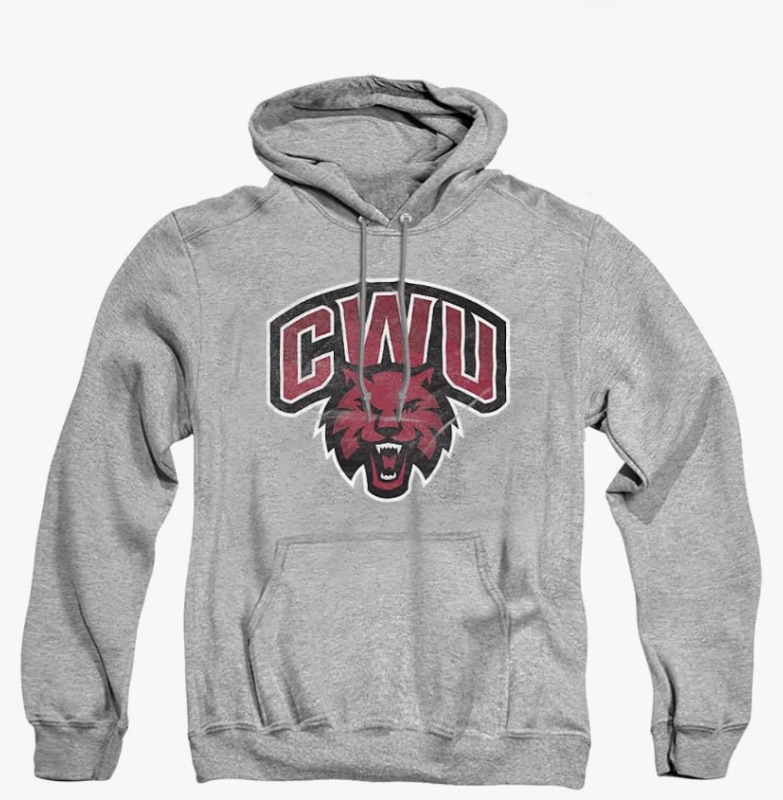 Photo 1 of LOGOVISION Central Washington University Distressed Primary Adult Pull-Over Hoodie, Athletic Heather, 4X-Large