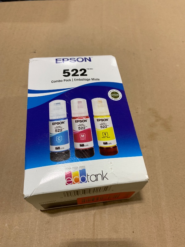 Photo 1 of EPSON 522 EcoTank Ink Ultra-high Capacity Bottle Color Combo Pack (T522520-S) Works with ET-2720, 2800, 2803, 2840, 4700, 4800, 4810