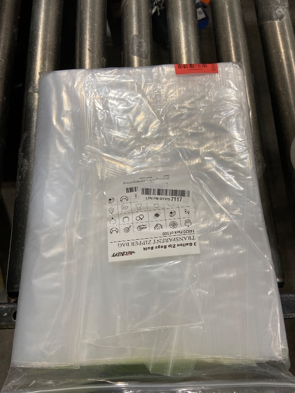 Photo 1 of 100 Count Large Zip Plastic Bags for Storage Bulk 14"×20", 3 Gallon | 2 mil Thick Reclosable Jumbo Bags for Household, Clothes, T-shirts Packing