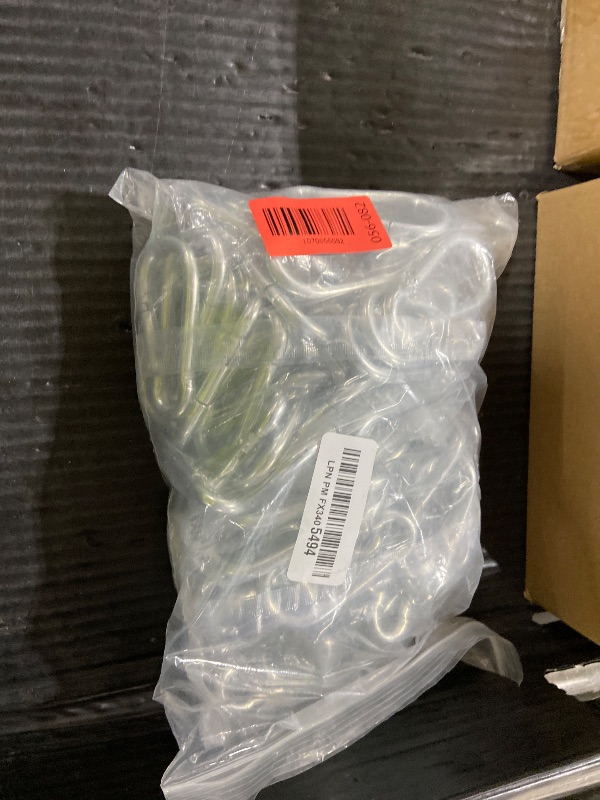 Photo 1 of 100Pack Heavy Duty Carabiner Clips, M8 5/16" Spring Snap Hooks 3Inch Zinc-Galvanized Steel Chain Clips Quick Links Safety Connector for Hammock Swing Fitness Gym Outdoor Supplies Boating