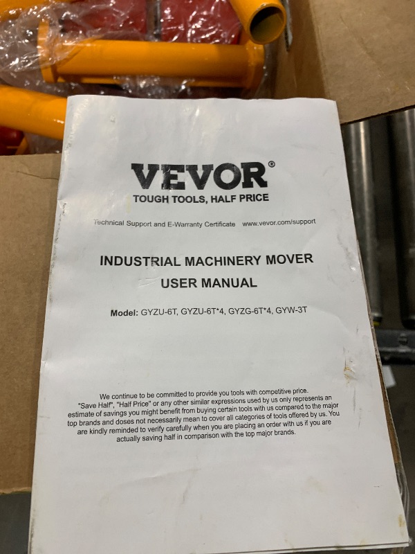 Photo 1 of VEVOR GYZU-6T Industrial Machinery Mover