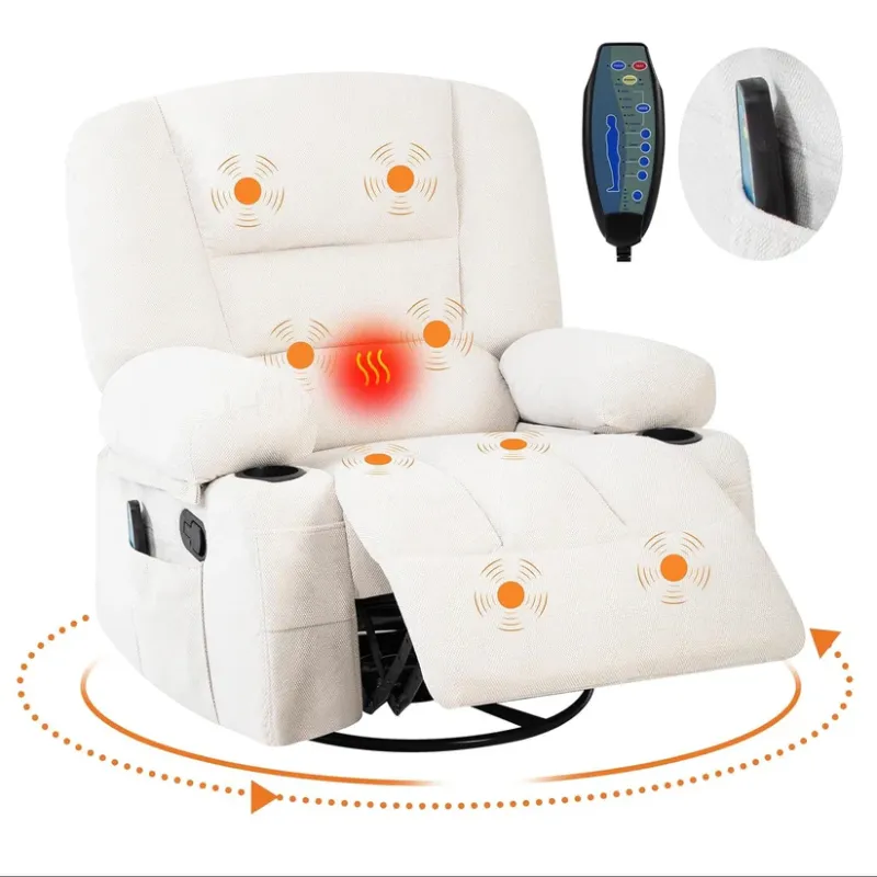 Photo 1 of Garvee Electric Massage Recliner Chair with Vibration & Heat, 360° Swivel Rocker, Chenille Fabric