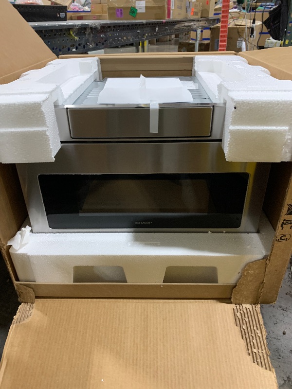 Photo 1 of SHARP SMD2470ASY Microwave Drawer Oven, 24-inch, 1.2 Cubic Feet, 950 Watt, Concealed Control Panel with Digital LCD Display, Stainless Steel