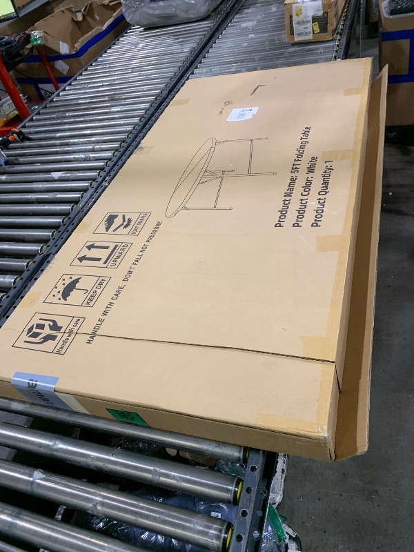 Photo 1 of JALANCY 5 FT Round Folding Tables with Carrying Handle 60 inch Heavy Duty Portable Plastic Commercial Table Steel Legs for Party, Dining, Wedding, Events, Picnic Indoor, Outdoor (Grey,1 Pack)