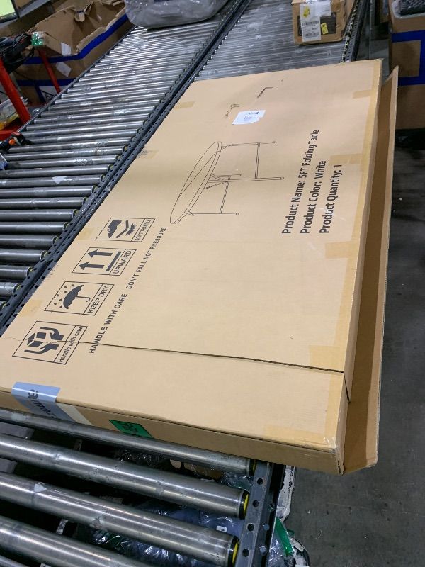 Photo 1 of JALANCY 5 FT Round Folding Tables with Carrying Handle 60 inch Heavy Duty Portable Plastic Commercial Table Steel Legs for Party, Dining, Wedding, Events, Picnic Indoor, Outdoor (Grey,1 Pack)