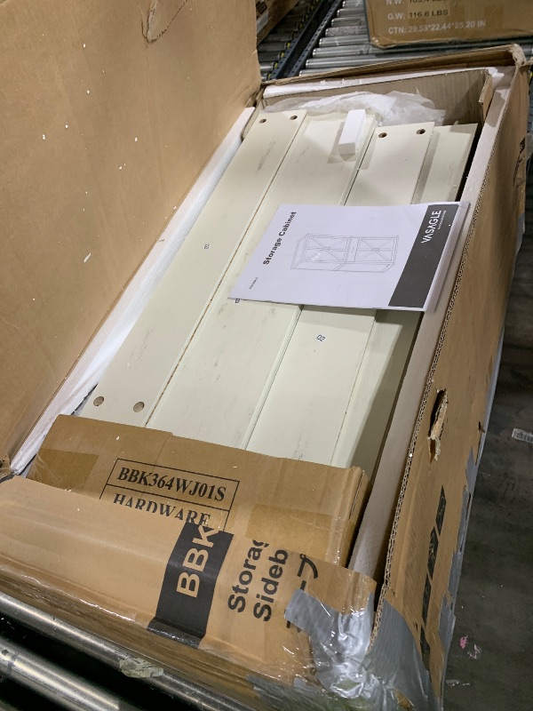 Photo 1 of (INCOMPLETE) VASAGLE LIRY Collection - Pantry Cabinet, 70.3-Inch Tall Farmhouse Kitchen Storage Cabinet with Barn Doors, Drawer, Tray, Adjustable Shelves, for Kitchen, Dining Room, Rustic White