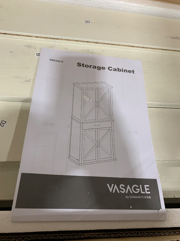 Photo 1 of (INCOMPLETE) VASAGLE LIRY Collection - Pantry Cabinet, 70.3-Inch Tall Farmhouse Kitchen Storage Cabinet with Barn Doors, Drawer, Tray, Adjustable Shelves, for Kitchen, Dining Room, Rustic White