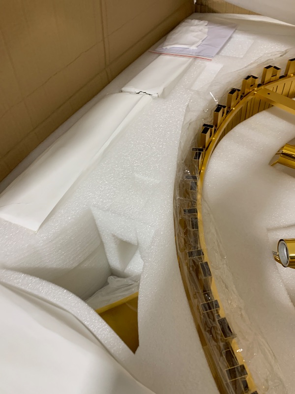 Photo 1 of WOSOHYUN Gold Crystal Chandelier 40” 8-Tier Modern Round K9 Crystal Ceiling Light, Height Adjustable 16-Light Luxury Pendant Lighting for High Ceiling Dining Room Living Room Foyer Staircase