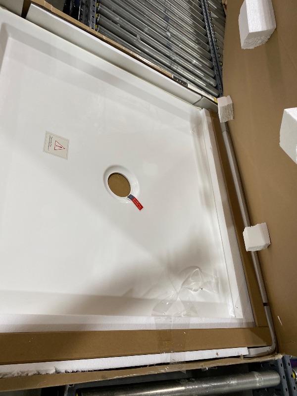 Photo 1 of Shower pan,Goodyo 36" x 36" Shower Base with Double Threshold and Center Drain, White, Drain not Included