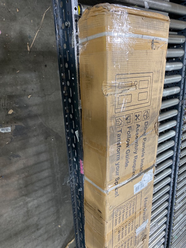 Photo 1 of ALAMEDADT 32'' x 84'' Glass Barn Door and 6 Ft Hardware Kit Included, MDF White Barn Door Slab with Frosted Glass, PVC Surface, Combined with Handle and Floor Guide-Assembly Required, White