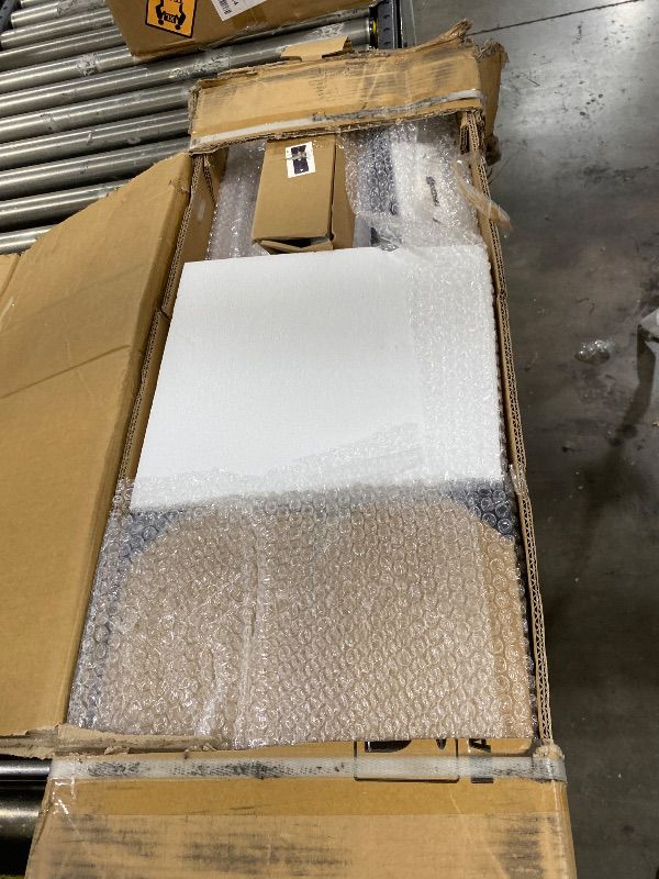 Photo 1 of ALAMEDADT 32'' x 84'' Glass Barn Door and 6 Ft Hardware Kit Included, MDF White Barn Door Slab with Frosted Glass, PVC Surface, Combined with Handle and Floor Guide-Assembly Required, White