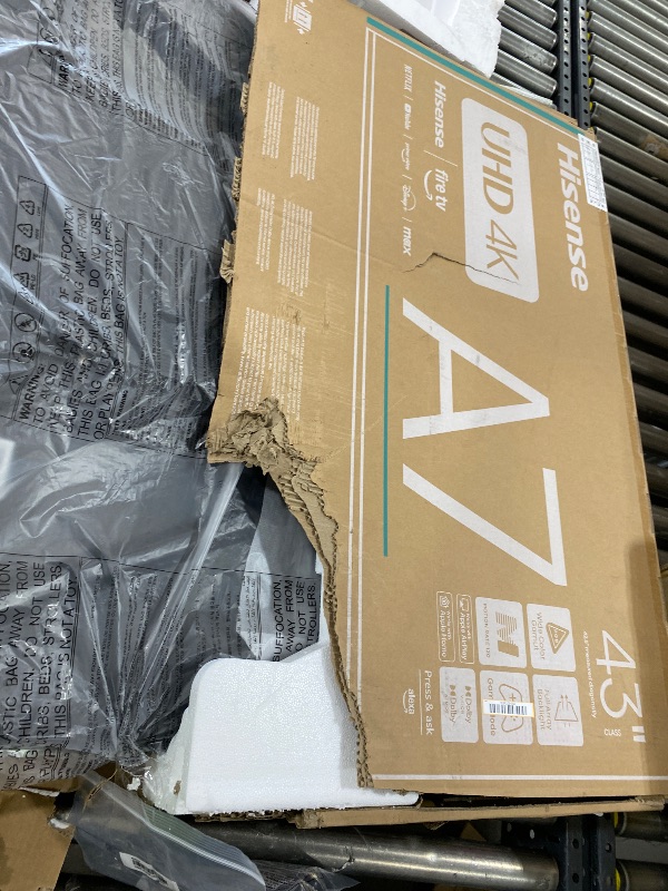 Photo 1 of FOR PARTS ONLY - Hisense 43" Class A7 Series (43A7NF, 2025 Model) 4K UHD Smart Fire TV, Voice Remote with Alexa, Wide Color Gamut, HDR10+, Dolby Vision, Dolby Atmos, Game Mode, ALLM, Stream Live TV Without Cable