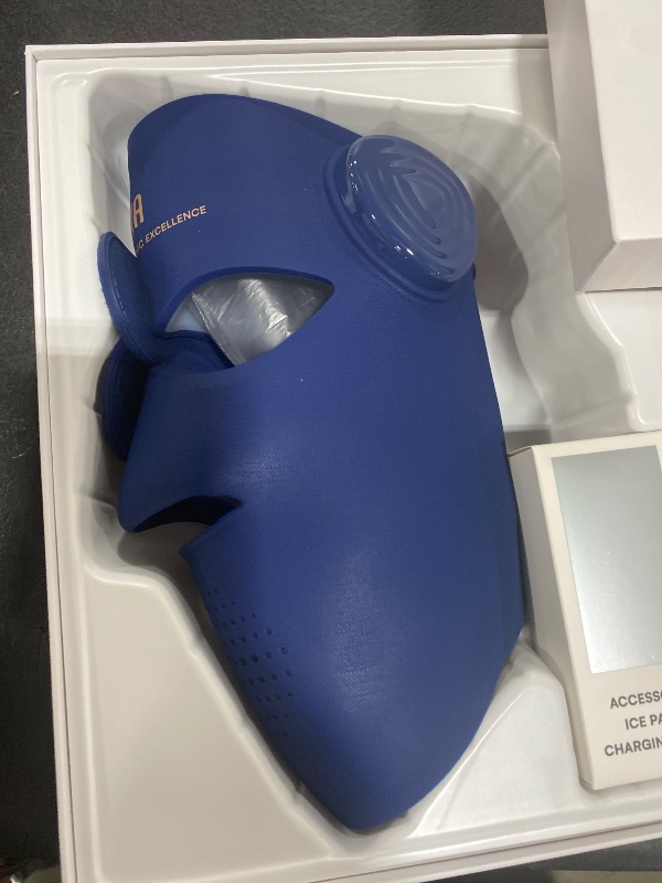 Photo 1 of INIA Glow 4D Wireless Red Light Therapy Mask for face – Dual NIR, 320 LEDs, 4 Modes, Under-Eye Cooling, Cordless & Rechargeable LED Face Mask for Home & Travel, Skincare Gifts for Women Mom Wife, Blue