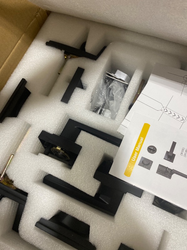 Photo 1 of Haidms Matte Black Double Door Door Lock Set, Heavy Duty Double Door Handle with Deadbolt and Dummy, Double Front Door Hardware Set with Reversible Handle Lever