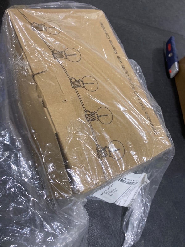 Photo 1 of 100FT LED Outdoor String Lights with 3 Color Lights, Dimmable String Lights for Outside with Remote, G40 Globe Waterproof Patio Lights with 50+2 Shatterproof Bulbs for Party Backyard BBQ House Camping