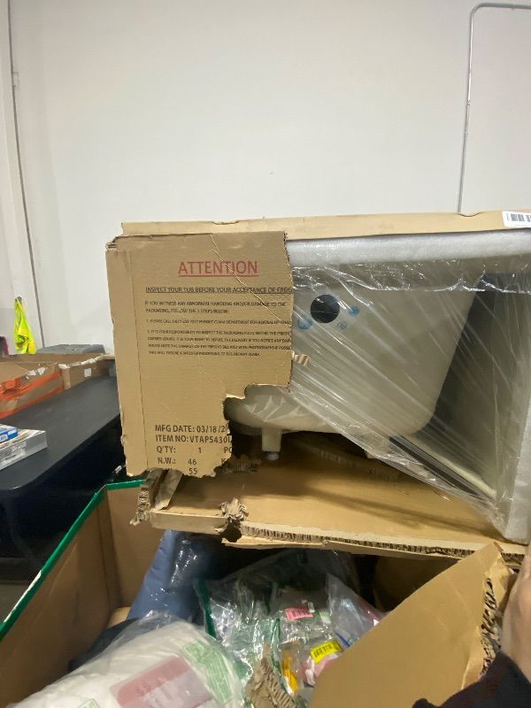 Photo 1 of Aqua Eden VTAM5432L22D 54-Inch Anti-Skid Acrylic 2-Wall Alcove Tub with Left Hand Drain, Glossy White