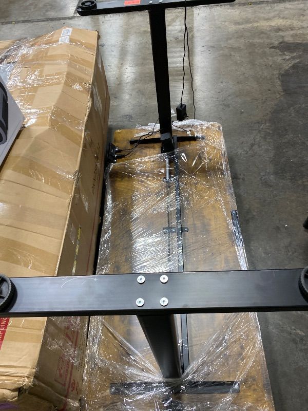 Photo 1 of Electric Adjustable Height Standing Desk, 55×24 Inches Sit Stand Desk with Power Socket, 2 USB Ports, 3 Power Outlets, 4 Wheels,4 Memory Buttons Home Office Computer Workstations
