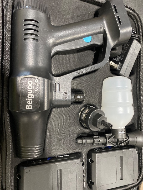 Photo 1 of Cordless Pressure Washer 1450PSI, Brushless Motor Cordless Power Washer Gun, 2X4000mAh Battery Pressure Washer, Portable Electric Power Washer with 6-in-1 Nozzel for Car/Floor/Fence/Sidewalk