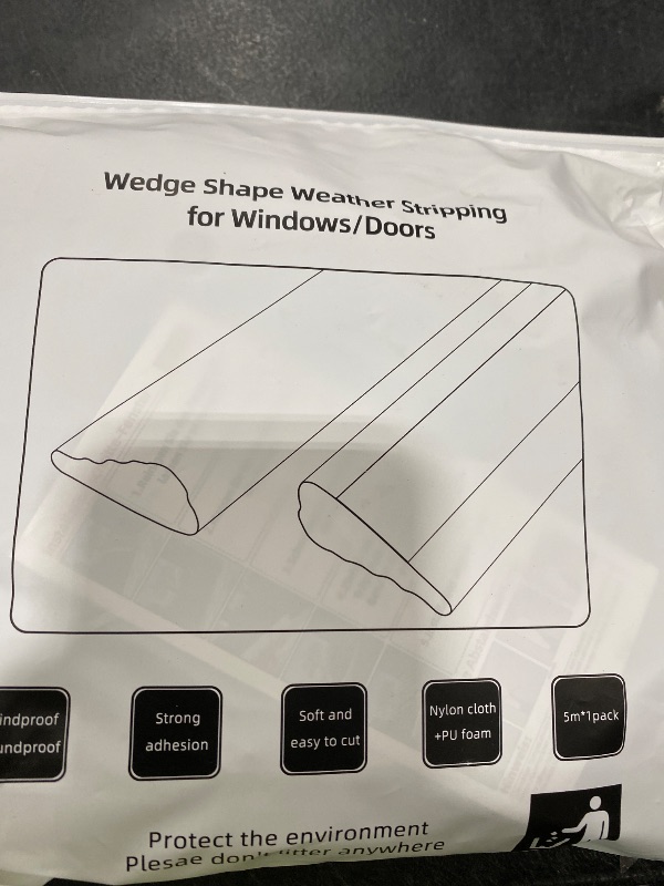 Photo 1 of 1 Pack*16.4 Ft Self-Adhesive Wedge Foam Window Weather Stripping Door Seal Strip, Soundproof Exterior Front Door Frame Gap Filler, Draft Stopper Foam Tape Noise Light Blocker (Brown)