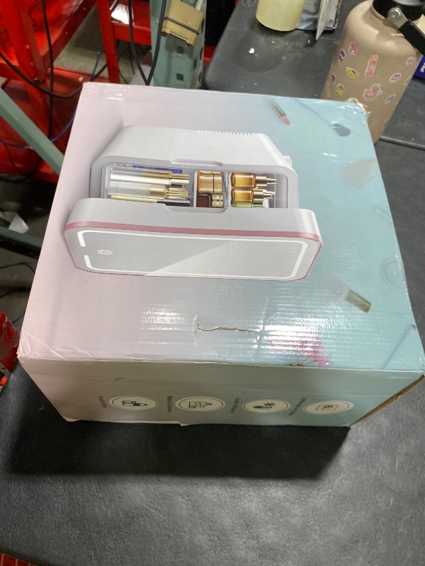 Photo 1 of YLFU Mini Fridge for Bedroom, 6L Skincare Fridge with LED Mirror for Dorm & Office, Portable Cooler & Warmer Small Compact Refrigerator for Skincare, Makeup and Cosmetics