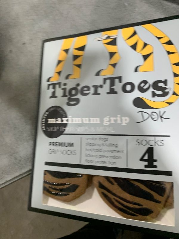 Photo 1 of DOK TigerToes Premium Non-Slip Dog Socks for Hardwood Floors - Extra-Thick Grip that Works Even When Twisted - Prevents Licking, Slipping, and Great for Dog Paw Protection (Cool Caramel, Large)