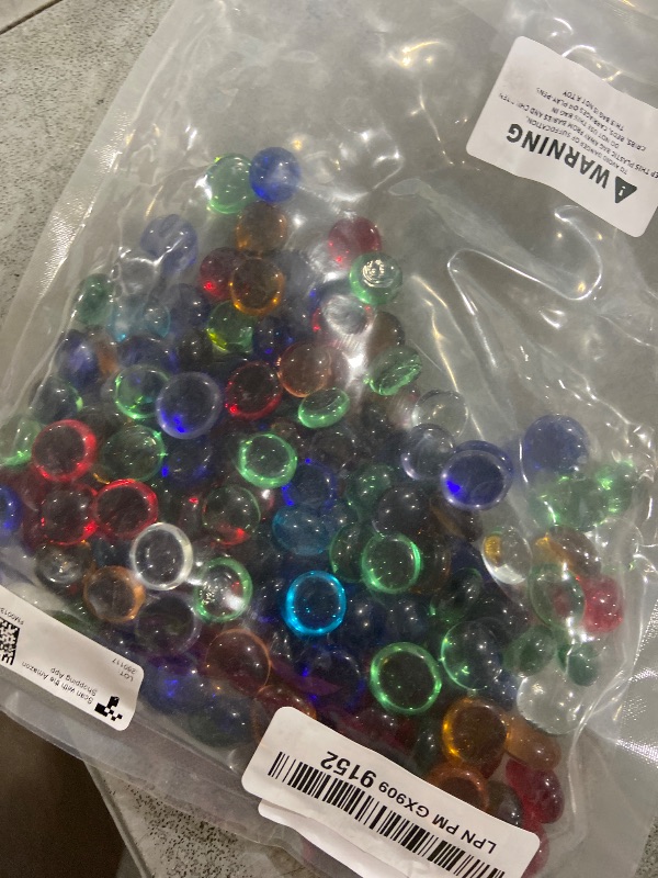 Photo 1 of 1 LB Mixed Color Flat Glass Beads, 160-180PCS Small Glass Marbles, Mini Flat Round Pebbles for Vase Filler and Floral, Fish Tank Rocks Decorative Gemstones for Home and Aquarium Décor