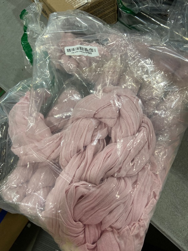 Photo 1 of 12 Pack Light Pink Table Runner Cheesecloth, Easter Spring Rustic Sheer Gauze Table Runner 35x120 Inch for Wedding Baby Shower Bridal Shower Party Home Decorations