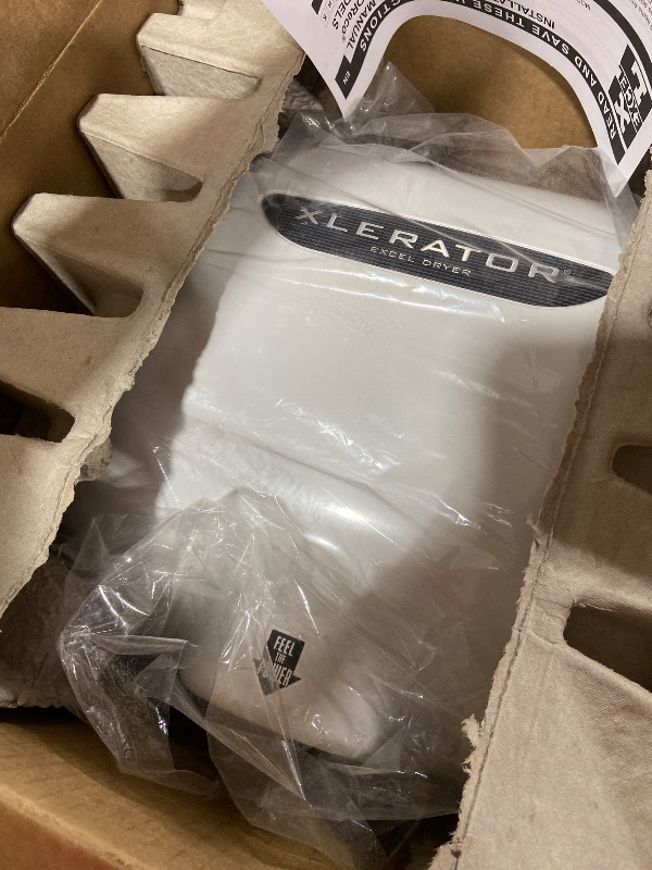 Photo 1 of Excel Dryer XL-BW XLERATOR Hand Dryer for Commercial Bathrooms, Pro-grade, Fast Drying Unit with White Thermoset Cover