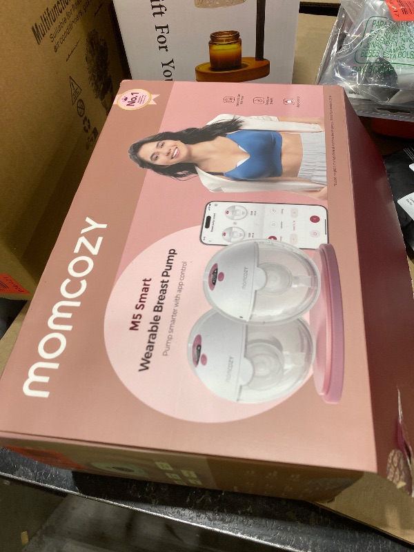 Photo 1 of Momcozy M5 Smart APP Controlled Wearable Breast Pump, Hands-Free Wireless Electric Pump, 3 Modes 9 Suction Levels, BPA-Free, Portable Lightweight, 24mm Flange, 2-Pack Quill Gray