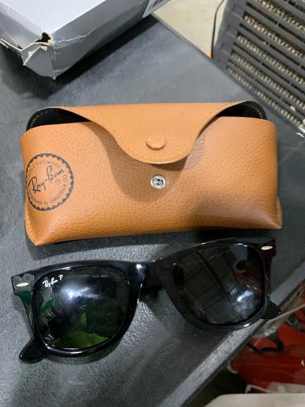 Photo 1 of Ray-Ban RB2140 Original Wayfarer Polarized Square Sunglasses, Black/Green Polarized, 50 mm