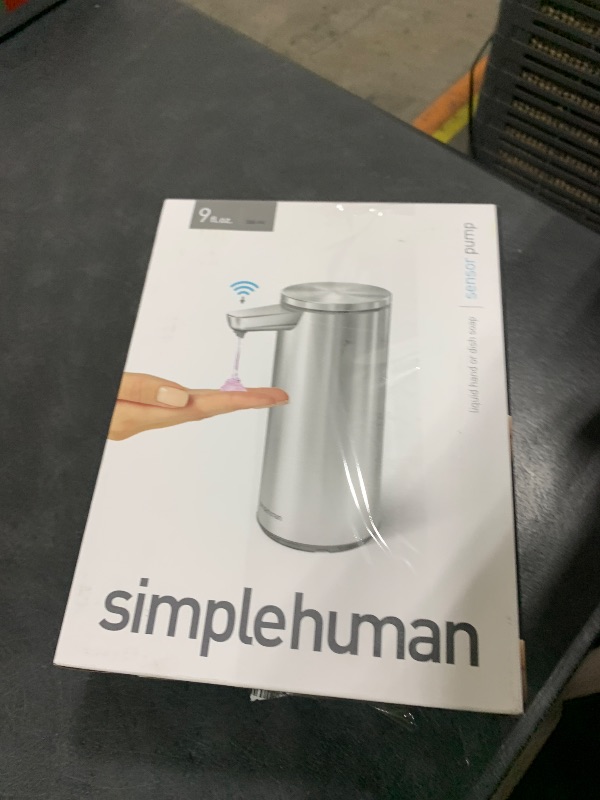 Photo 1 of simplehuman 9 oz. Touch-Free Automatic Rechargeable Sensor Pump, Brushed Stainless Steel, New
