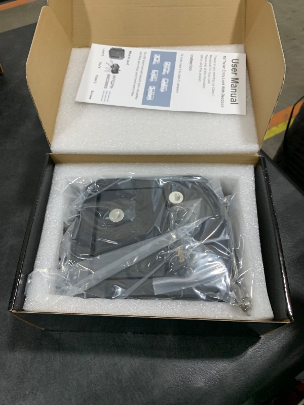 Photo 1 of HZRVTECH All-Metal RV Door Lock Replacement, Black Motorhome Door Latch Lock Fits 4.25" x 4.50" Opening for Class A and Class C RVs, Includes 4 Keys