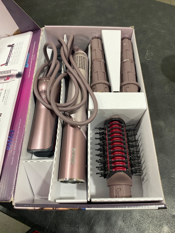 Photo 1 of Shark FlexFusion Hair Straightener & Powerful Hair Dryer with Fusion Hair Brush, Ceramic Air Styler with Auto-Wrap Curlers & Concentrator, Ceramic Plates, Cosmic Blush HD641S