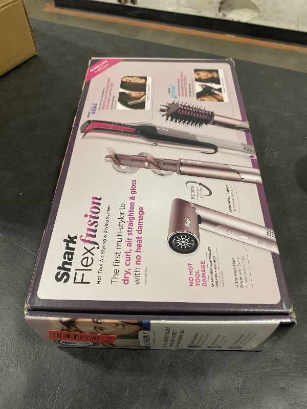 Photo 1 of Shark FlexFusion Hair Straightener & Powerful Hair Dryer with Fusion Hair Brush, Ceramic Air Styler with Auto-Wrap Curlers & Concentrator, Ceramic Plates, Cosmic Blush HD641S