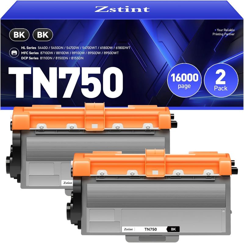 Photo 1 of TN750 Toner Cartridge Black 2-Pack Replacement for Brother TN-750 TN720 TN-720 Toner Compatible with Brother HL-5450DN HL-5470DW HL-6180DW MFC-8710DW MFC-8910DW MFC-8950DW DCP-8150DN Laser Printer Ink