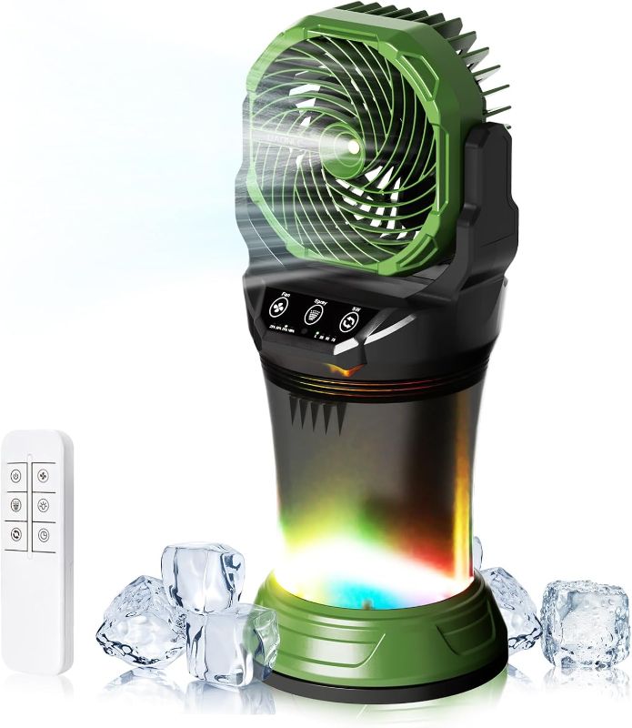 Photo 1 of NON-FUNCTIONAL, PARTS ONLY-------------Portable Misting Fan with Remote & 30000mAh Rechargeable Misting Fans for Outside Patios Camping Beach & Workshops Mist Fan Portable for Outdoor/Indoor 2L Built-in Water Tank RGB 4 Speeds & Spray