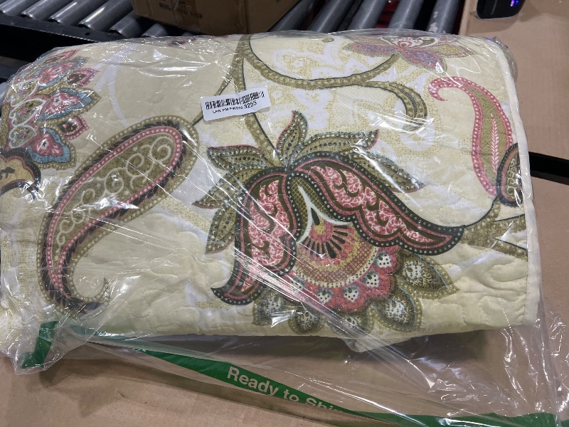 Photo 1 of Fancy Collection 3 Pc Quilted Bedspread Over Size New (King/California King, Beige Rust Green Floral)