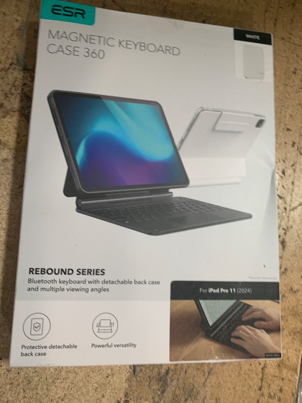 Photo 1 of **KEYBOARD MISSING**  MESR iPad Pro 11 Inch Case with Keyboard (M5/M4, 2025/2024), iPad Pro 11(5th) Keyboard Case with Easy-Set Magnetic Stand, Portrait/Landscape Modes, Removable Protective Case, Rebound 360 Series, White