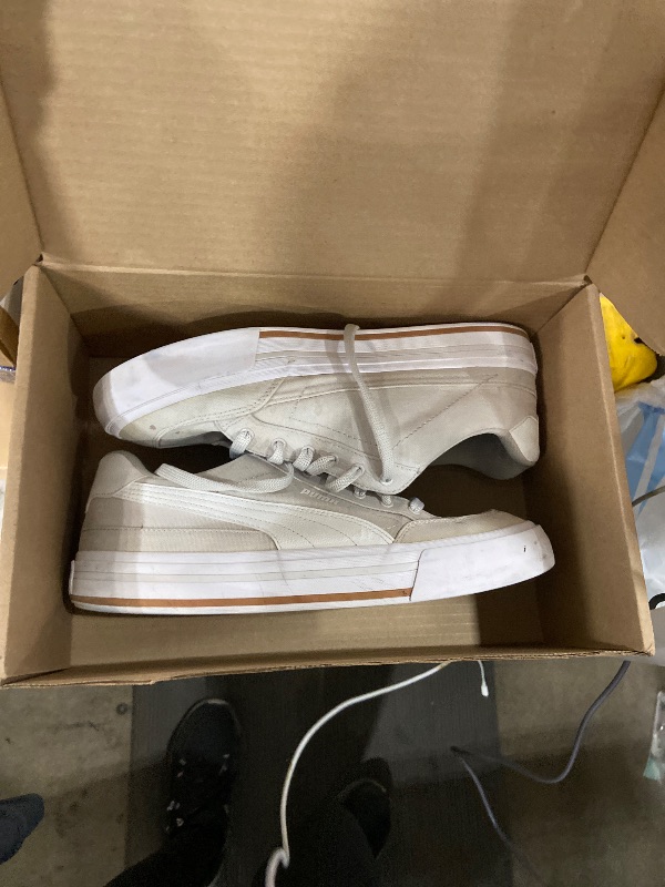 View 3 of **NEED CLEANING**Puma Men's Court Classic Vulc Sneaker, Feather Gray-Puma White, 11