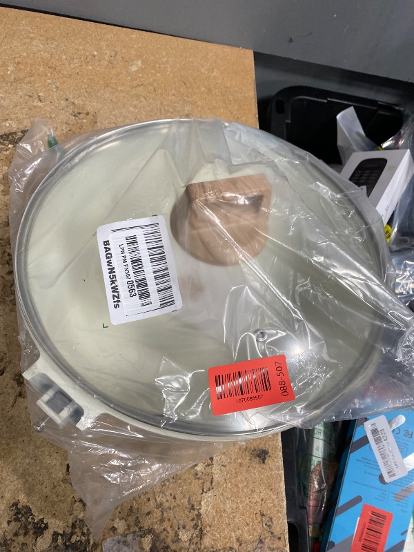 Photo 1 of **PARTIAL SET MISSING HANDLE** CAROTE 12Inch Nonstick Deep Frying Pan with Lid, 5.5 Qt Jumbo Cooker Saute Pan with Pour Spout, Skillet Induction Cookware, Non Stick Cooking Pan Kitchen Pan PFOA Free, White Granite